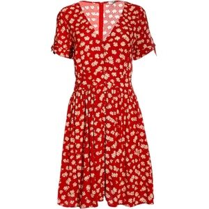 Madewell Button-Front Tie-Sleeve Retro Midi Dress